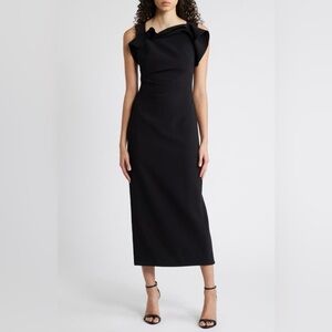 Acler Warfield Midi Black Dress